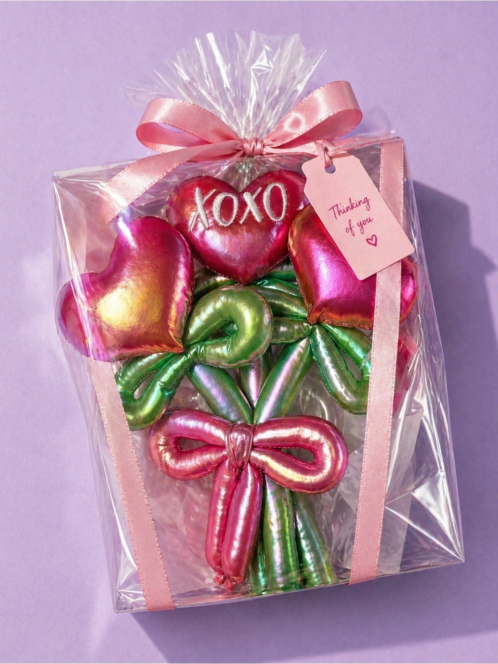 🧸 2/$45 🌹WAY TO CELEBRATE NWT Pink Heart Plush Bouquet Gift + Wrap Service